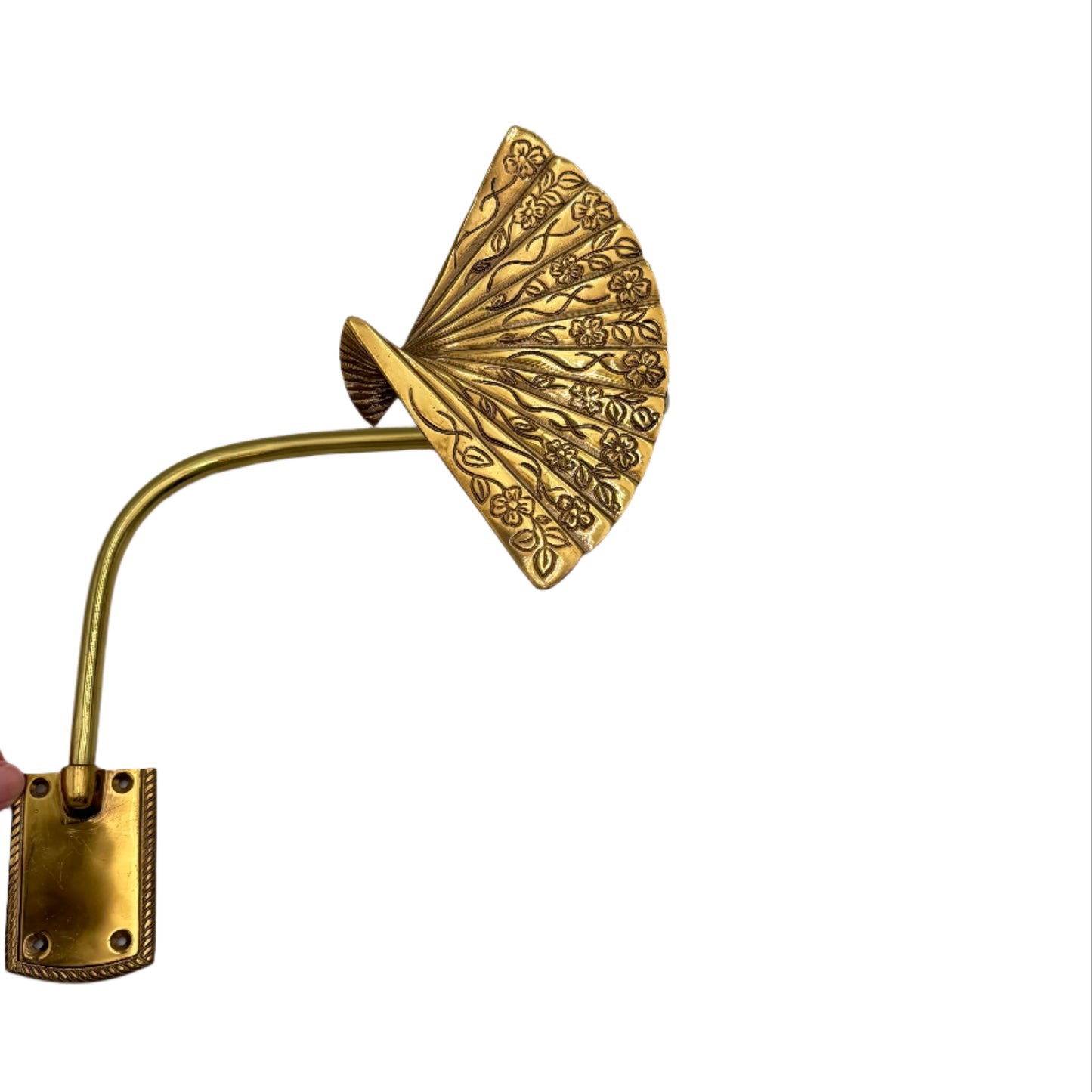 Pair of Vintage Ornate Brass Fan Drapery Tie Back