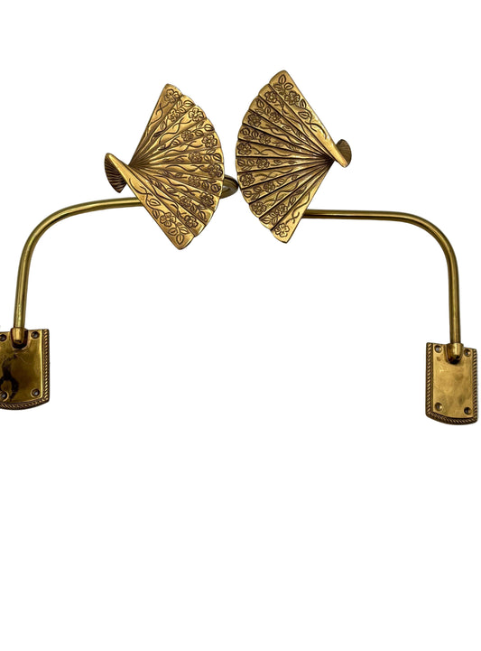 Pair of Vintage Ornate Brass Fan Drapery Tie Back