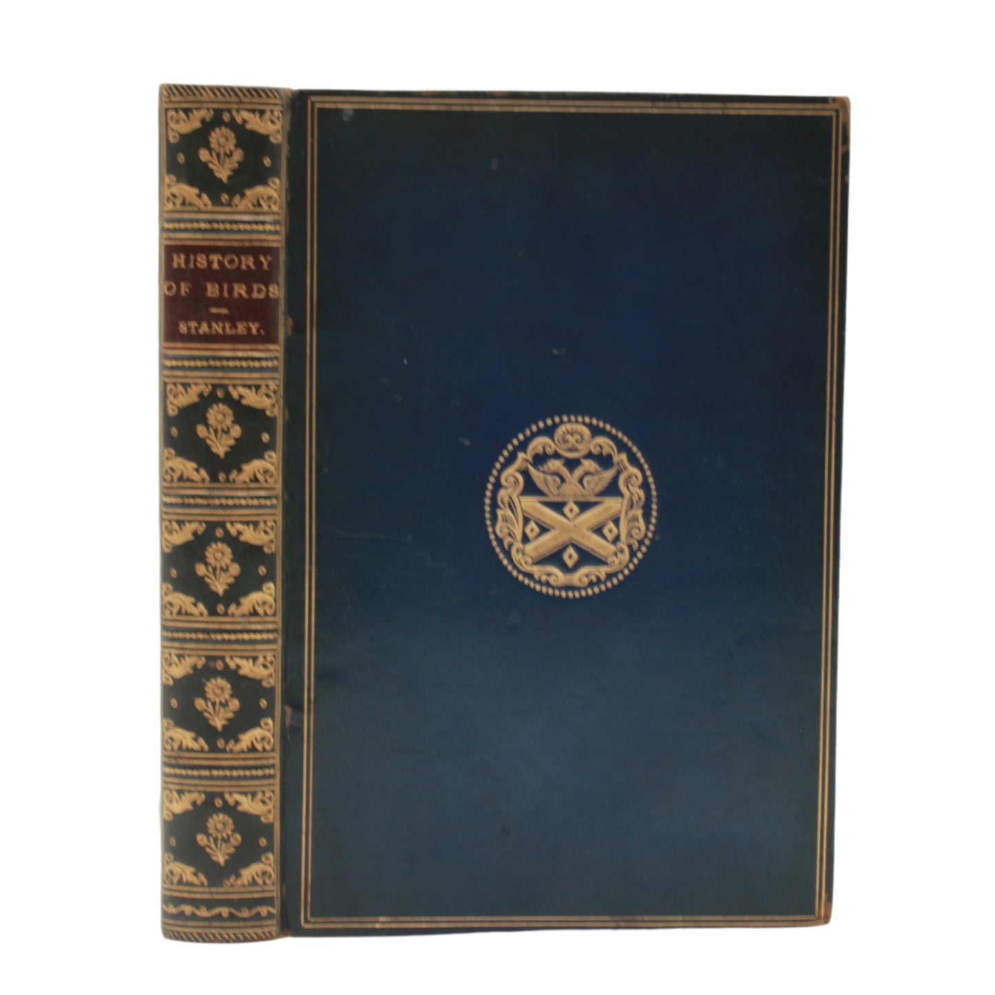 Antique Bird Book A Familiar History of Birds Victorian Prize Binding Blue Leather 1890s Illustrated Natural History