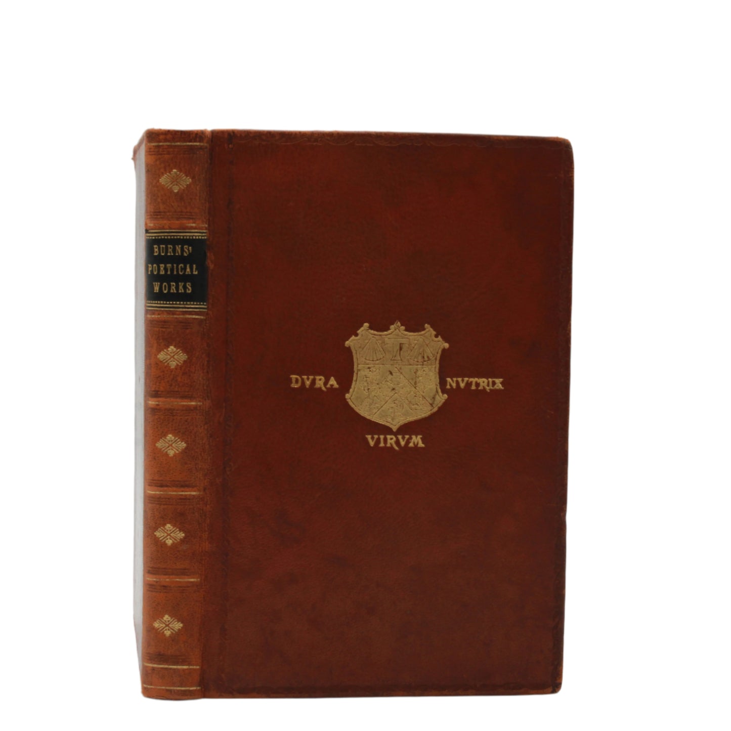 1919 "The Poetical Works of Robert Burns" Brown Full Leather Prize Binding Book