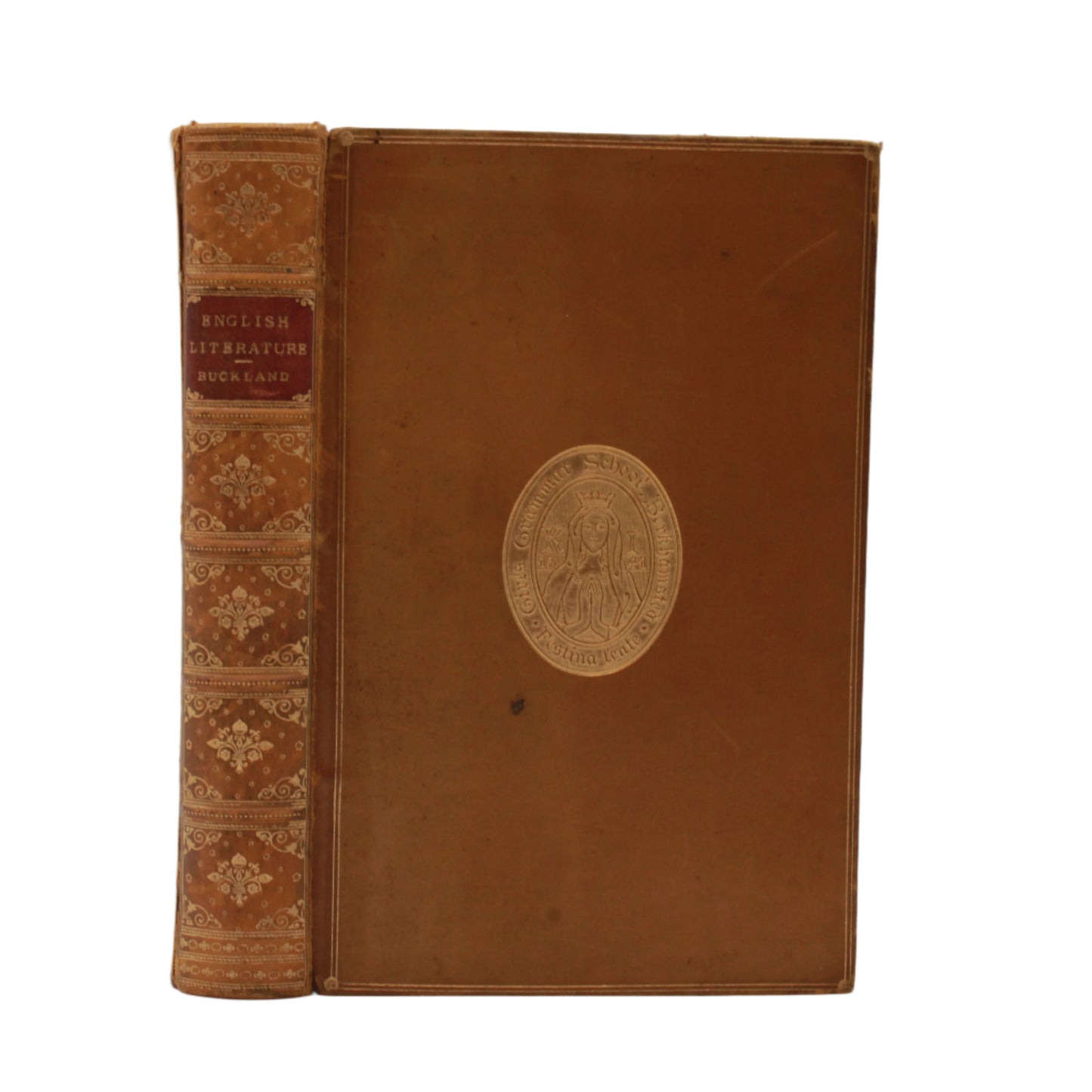 1895 "The Story of English Literature" Brown Full Leather Book