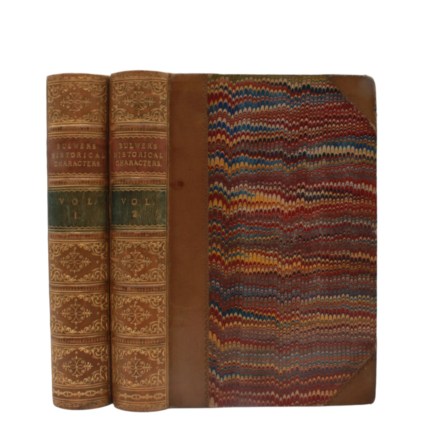 1868 " Historical Characters " Brown Half Leather Book