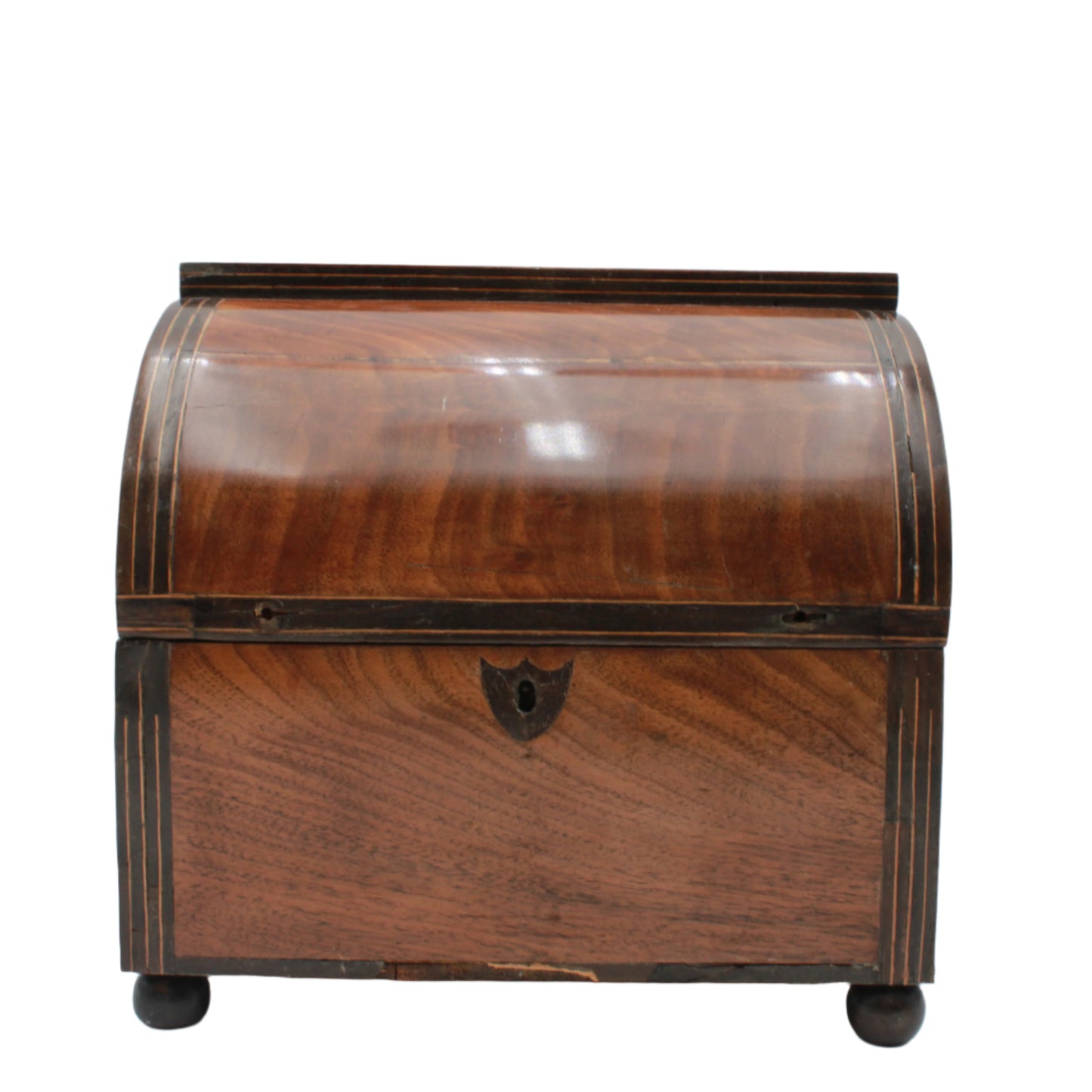 Antique Georgian Regency Mahogany Tea Caddy with Dome Lid, c.1810 – Lockable Tea Box with Lined Interior