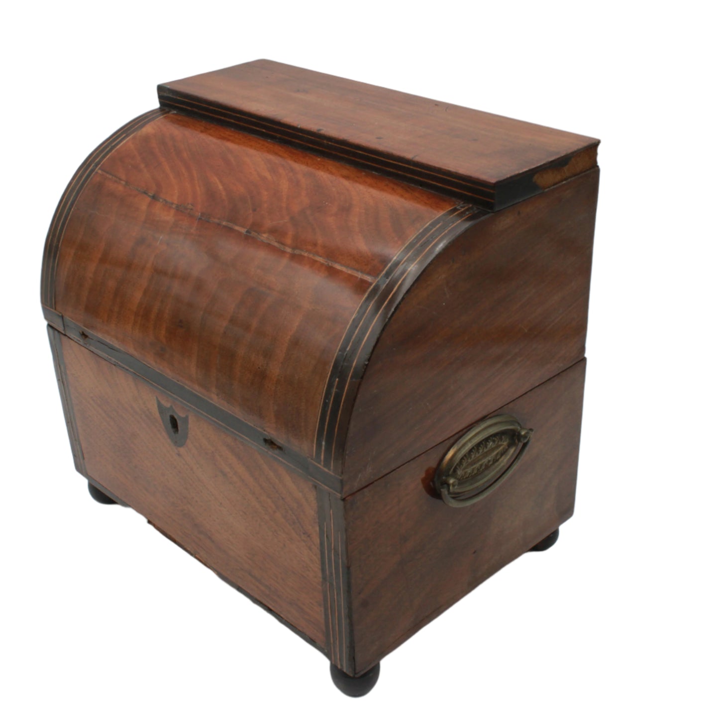 Antique Georgian Regency Mahogany Tea Caddy with Dome Lid, c.1810 – Lockable Tea Box with Lined Interior