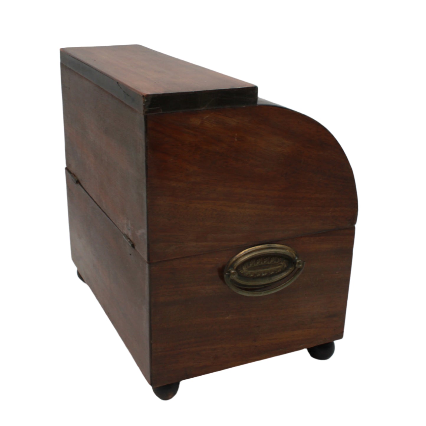 Antique Georgian Regency Mahogany Tea Caddy with Dome Lid, c.1810 – Lockable Tea Box with Lined Interior