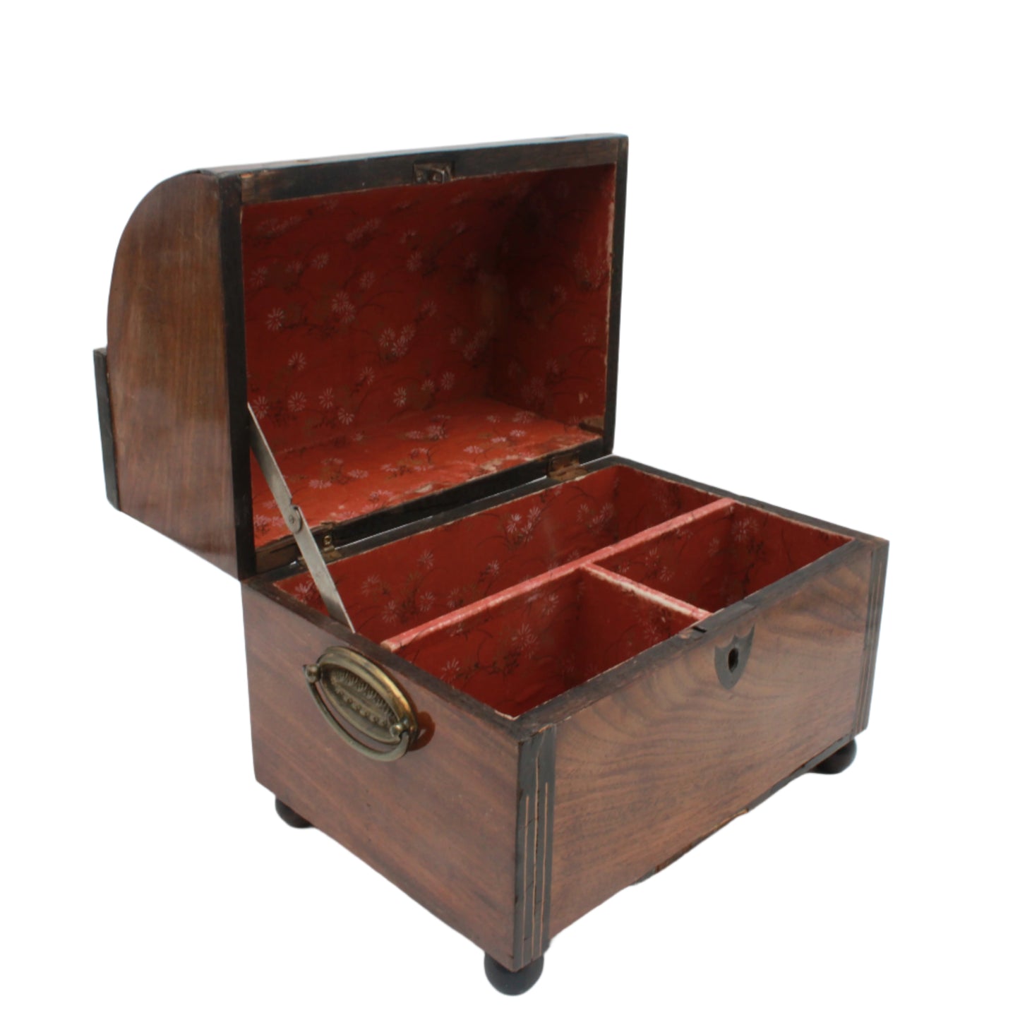 Antique Georgian Regency Mahogany Tea Caddy with Dome Lid, c.1810 – Lockable Tea Box with Lined Interior