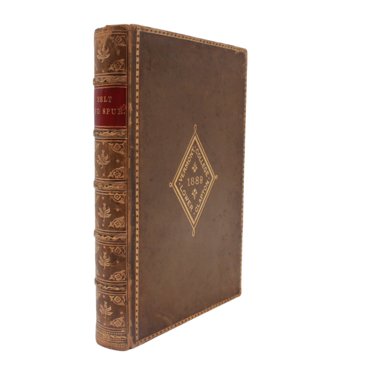 1884 Belt and Spur Historical Chivalry Book in Full Leather Prize Binding