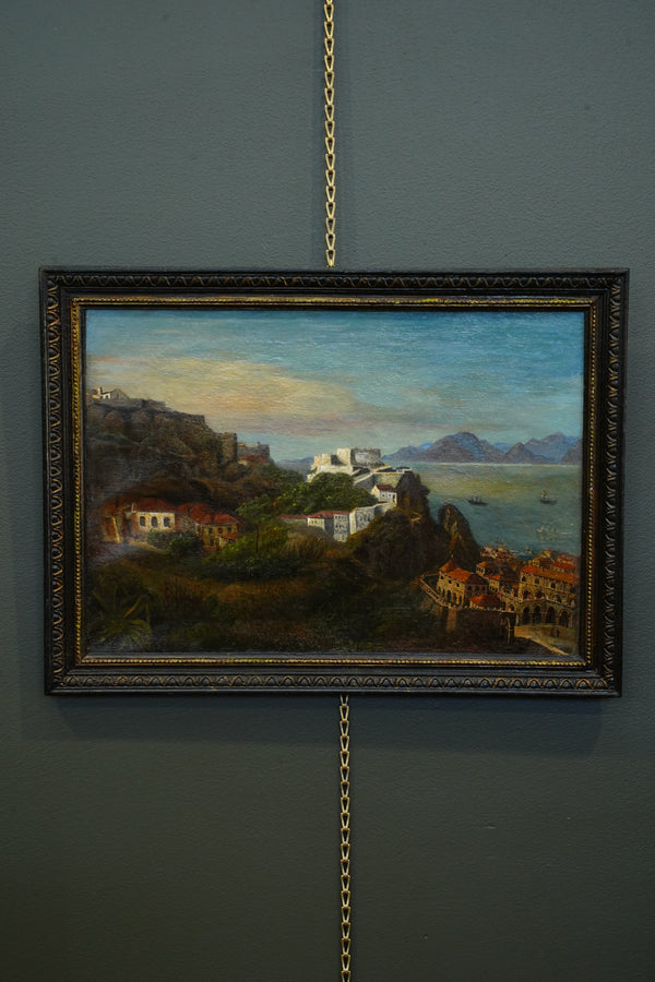 Antique Italian School Oil Painting, Southern Coastal Landscape, Circa 1870 secondary view