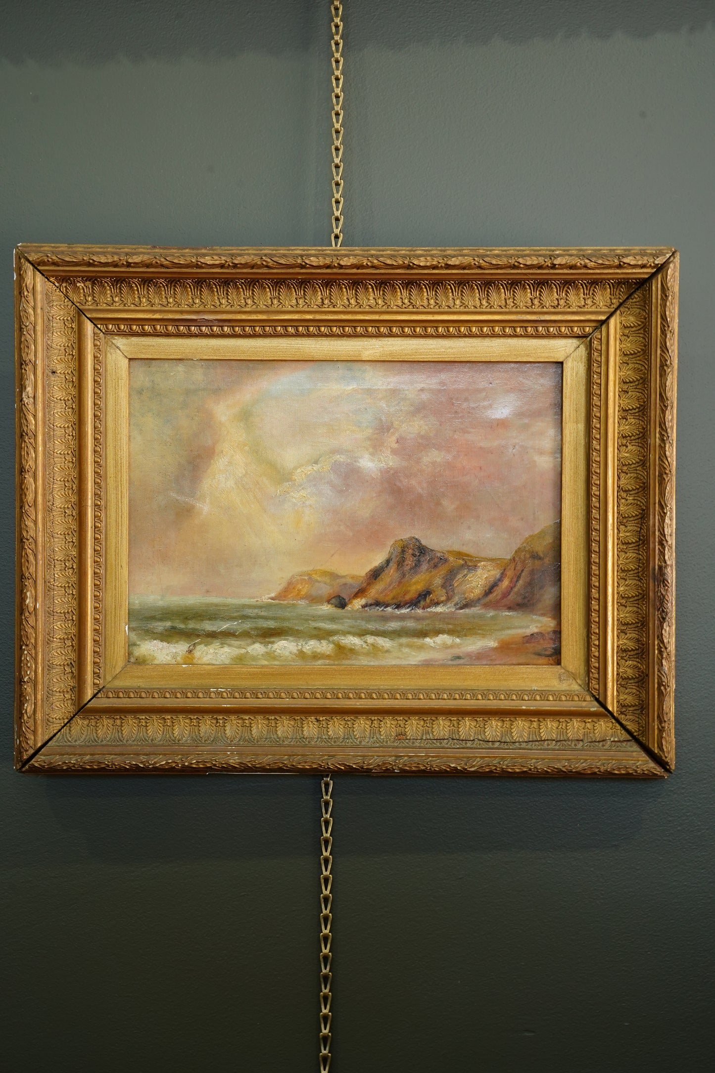 Antique Victorian British Seascape Oil Painting, Signed R. Kaye, Circa 1890