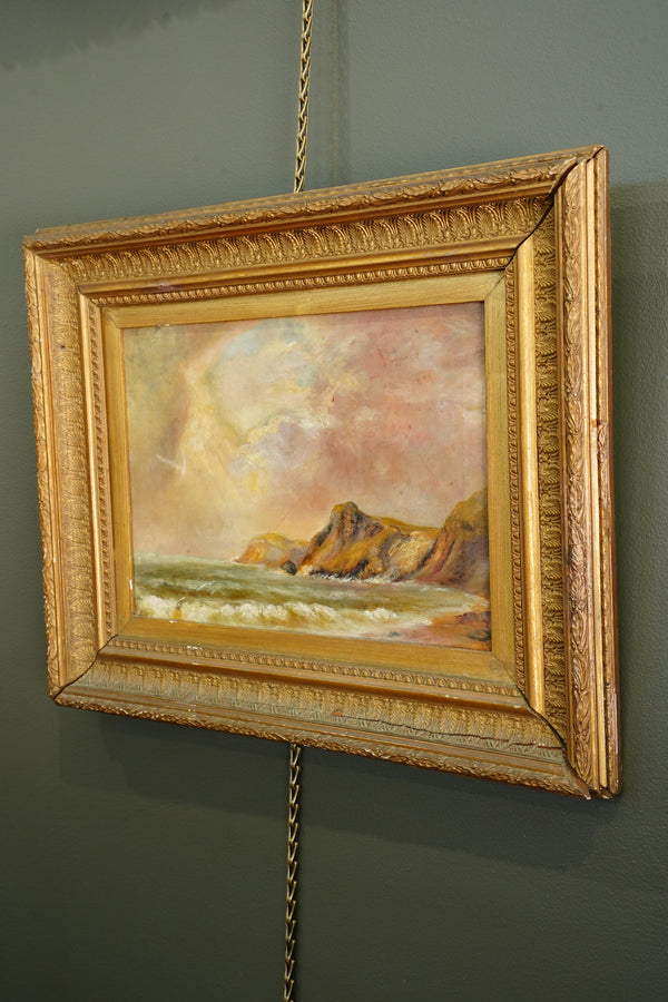 Antique Victorian British Seascape Oil Painting, Signed R. Kaye, Circa 1890 secondary view