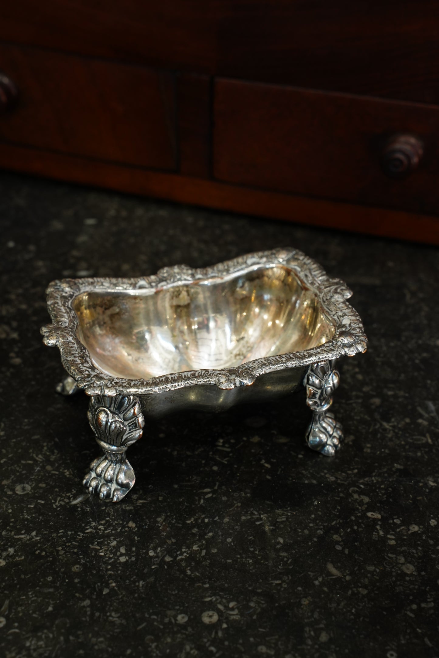 Victorian Silverplate Footed Dish with Rococo Border, Circa 1880