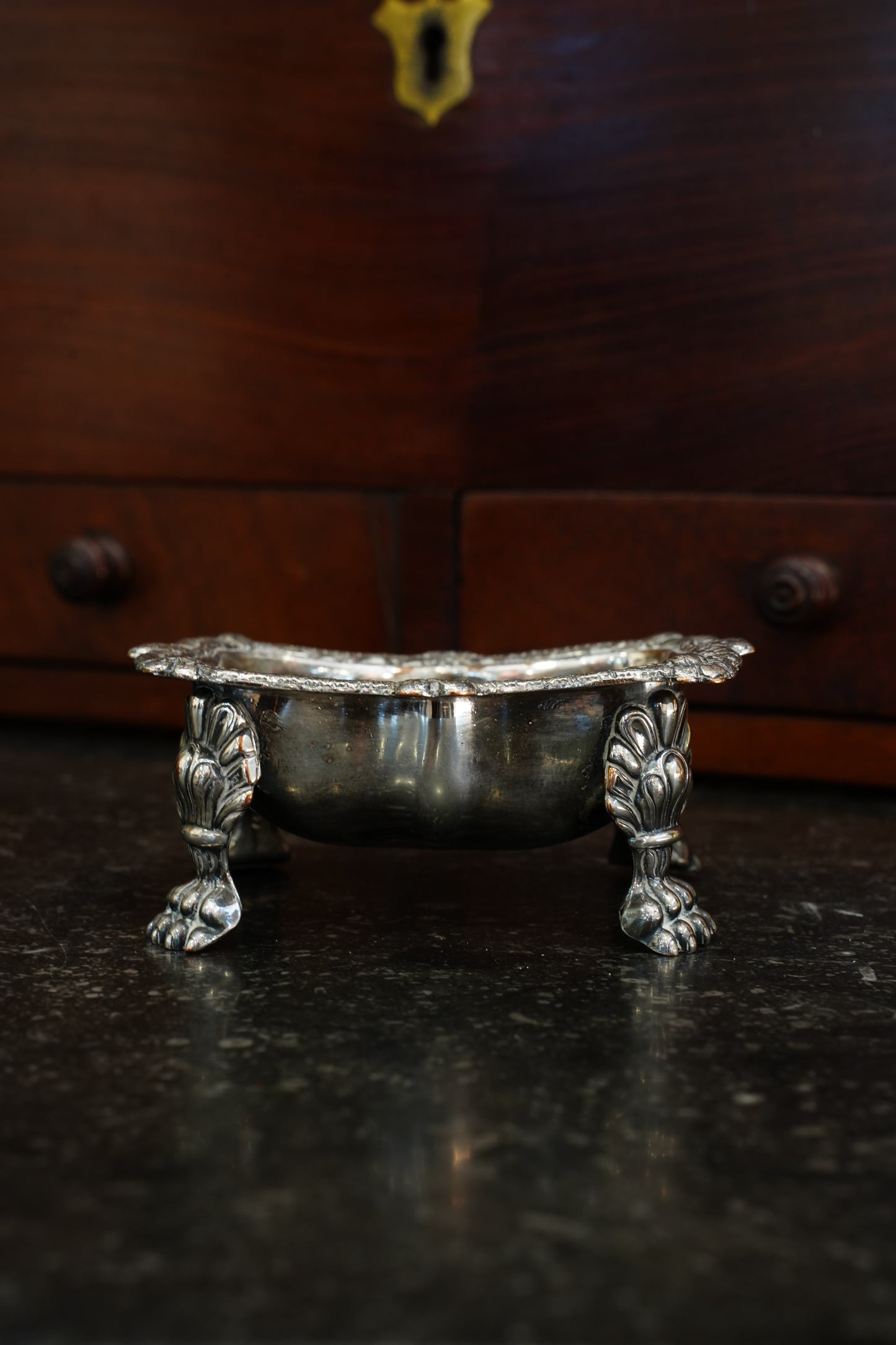 Victorian Silverplate Footed Dish with Rococo Border, Circa 1880