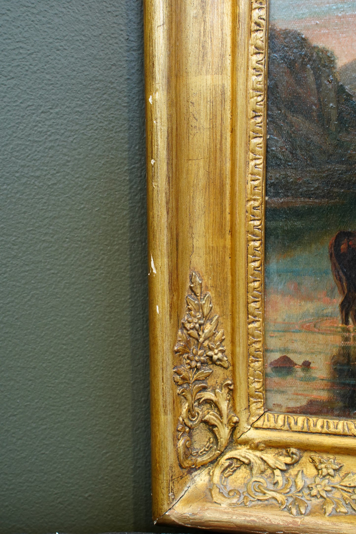 *RESERVED* Victorian Oil Painting, Highland Cattle at a Loch, Signed, Circa 1880