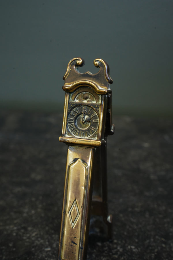 Antique Brass Miniature Longcase Clock Novelty, English secondary view