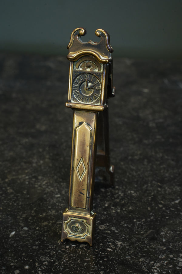 Antique Brass Miniature Longcase Clock Novelty, English