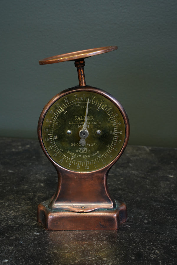 Antique Copper Letter Balance Postal Scale, England
