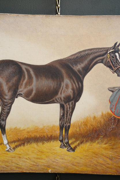 *RESERVED* Antique English Equestrian Oil Painting, Signed W. Turner, Horse in Stable