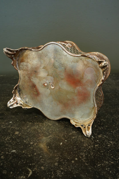 Antique Victorian Silverplate on Copper Pierced Jardinière