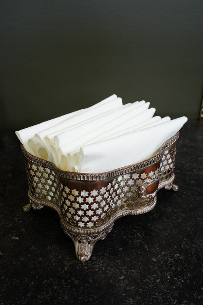 Antique Victorian Silverplate on Copper Pierced Jardinière
