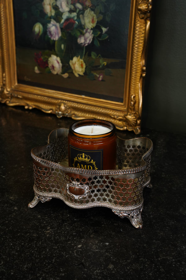 Antique Victorian Silverplate on Copper Pierced Jardinière secondary view