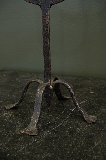 Gothic Revival Wrought Iron Two-Light Pricket Candelabra, 19th Century