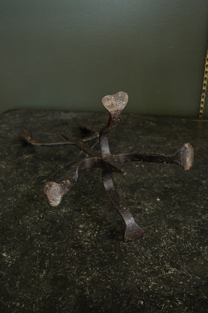 Gothic Revival Wrought Iron Two-Light Pricket Candelabra, 19th Century