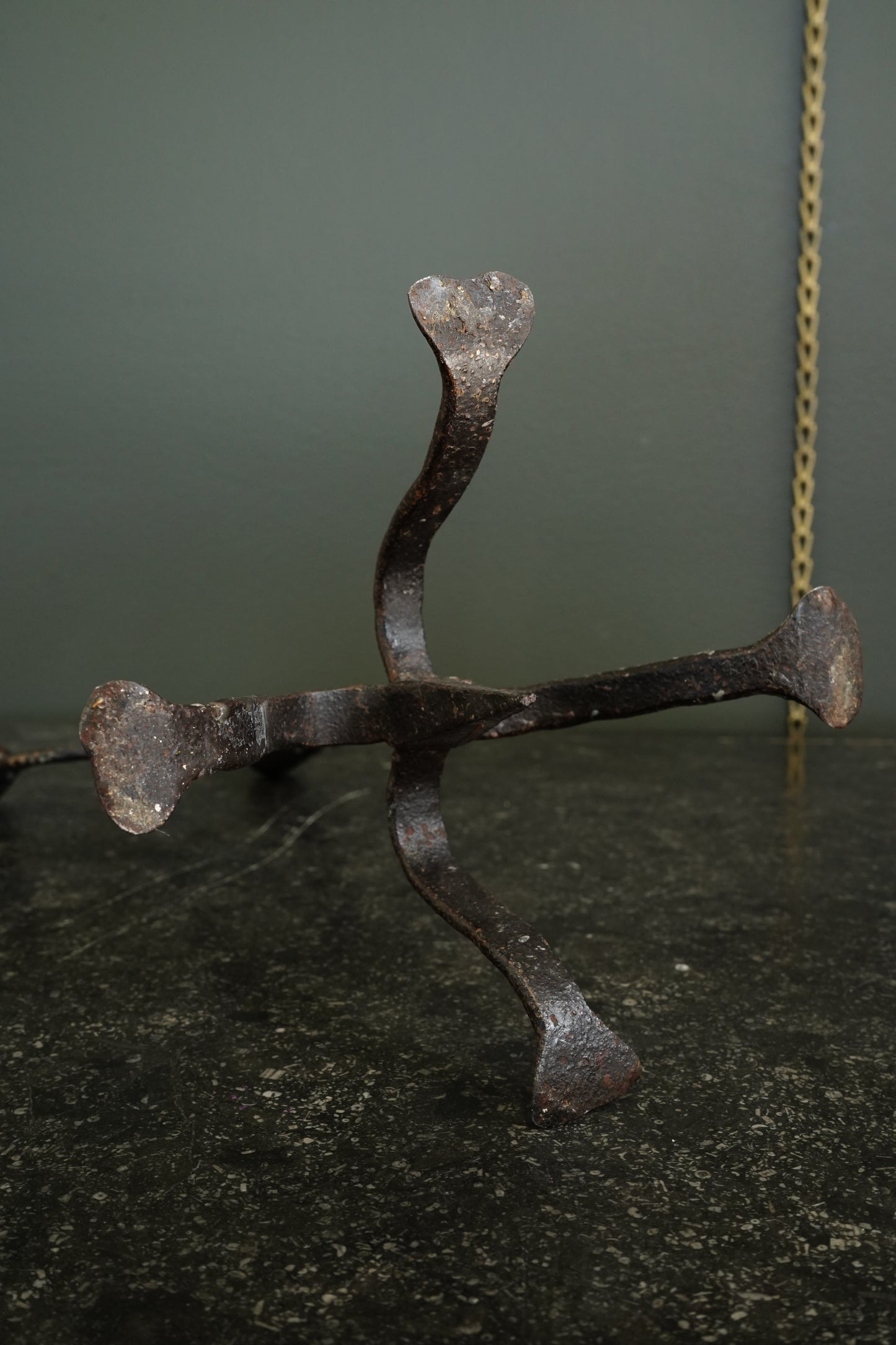 Gothic Revival Wrought Iron Two-Light Pricket Candelabra, 19th Century
