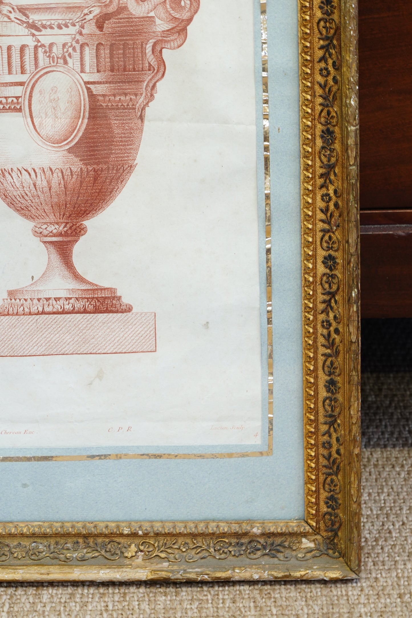 *RESERVED FOR SILVIA* 18th Century French Neoclassical Vase Engraving, Caillouet, Circa 1778