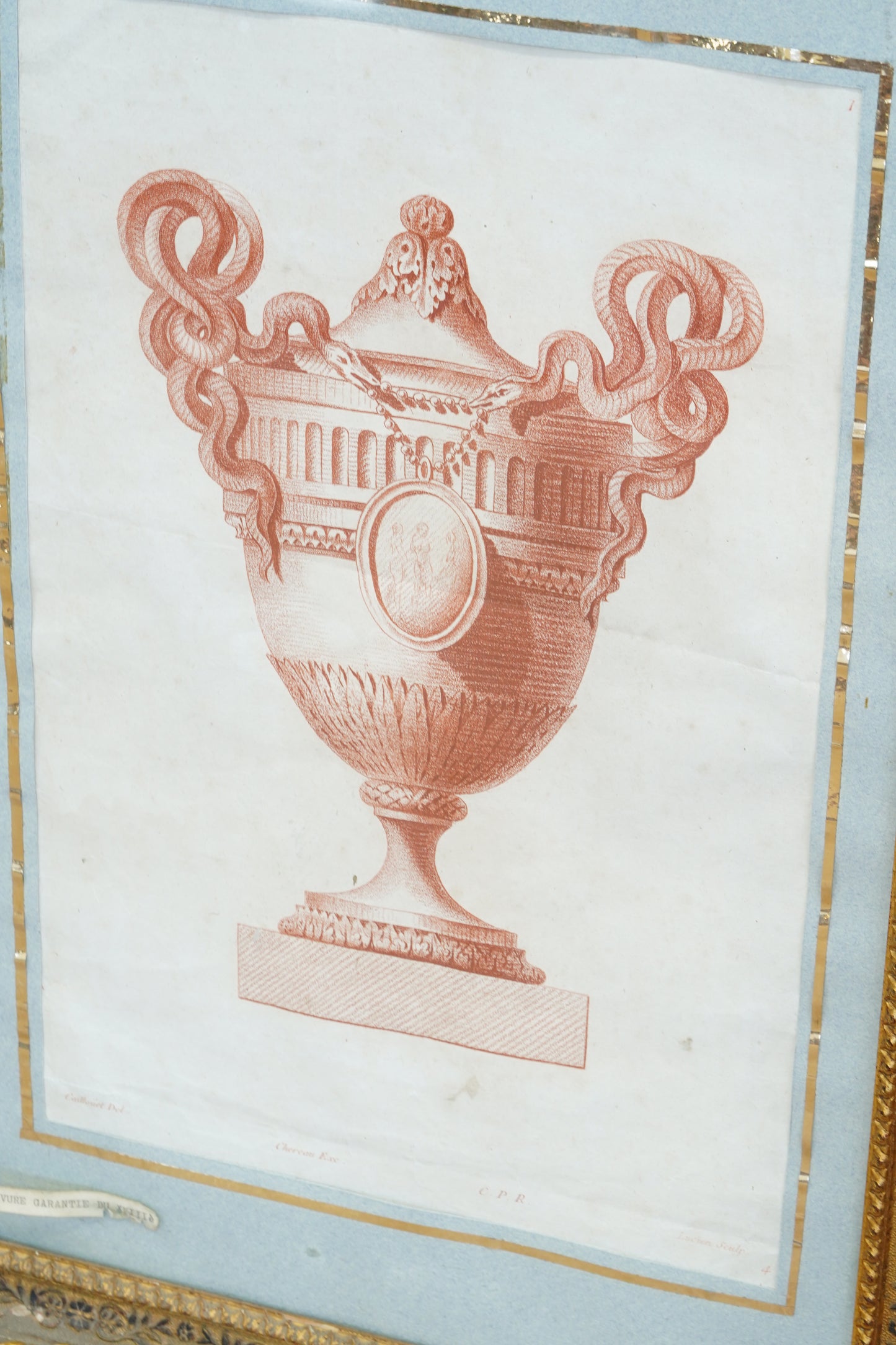 *RESERVED FOR SILVIA* 18th Century French Neoclassical Vase Engraving, Caillouet, Circa 1778