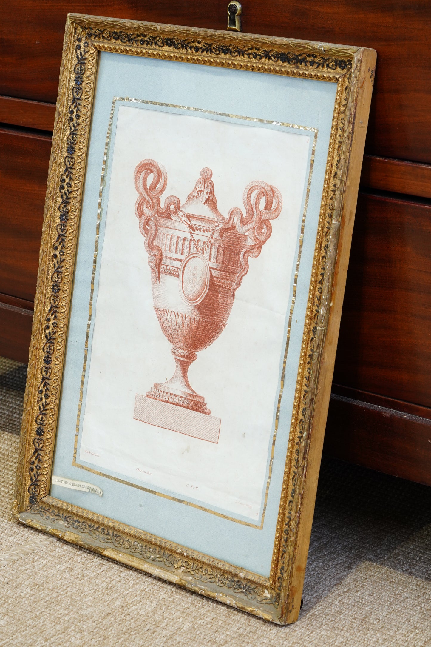 *RESERVED FOR SILVIA* 18th Century French Neoclassical Vase Engraving, Caillouet, Circa 1778