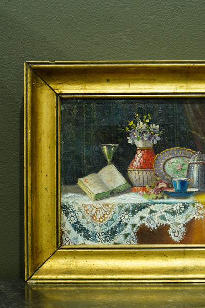 Antique Continental Still Life Oil Painting, Attributed to J. Hoffer, Circa 1880-1910