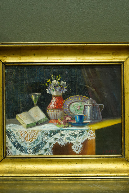 Antique Continental Still Life Oil Painting, Attributed to J. Hoffer, Circa 1880-1910
