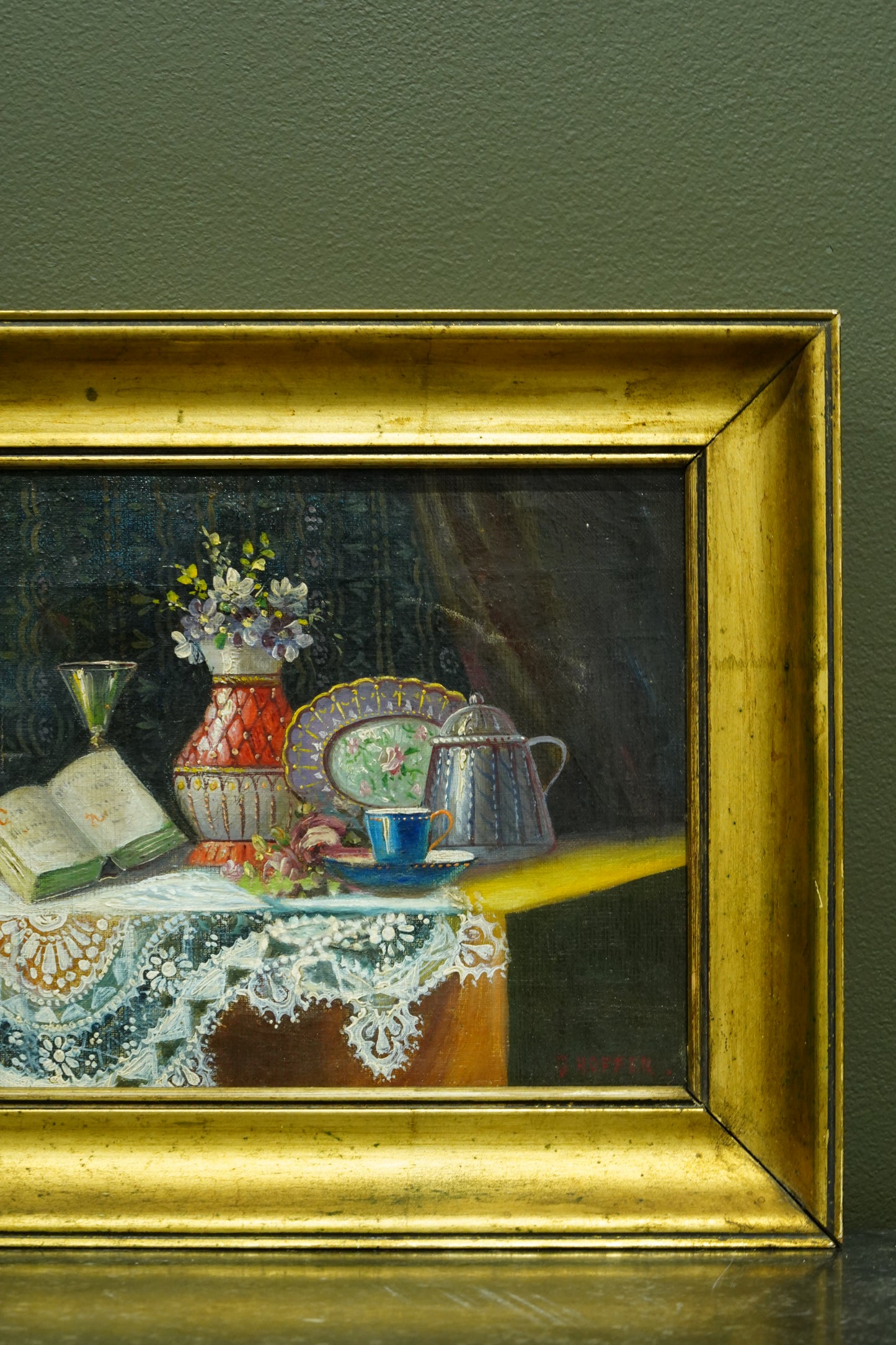 Antique Continental Still Life Oil Painting, Attributed to J. Hoffer, Circa 1880-1910