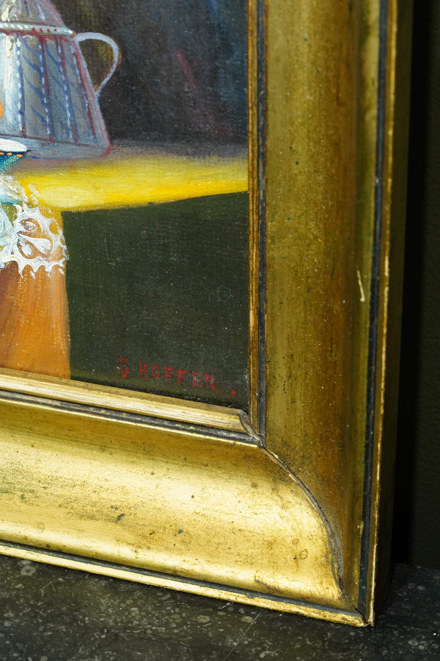 Antique Continental Still Life Oil Painting, Attributed to J. Hoffer, Circa 1880-1910