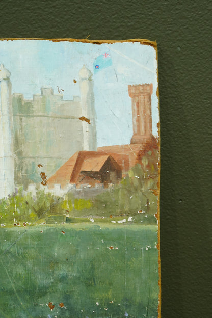 Antique Oil Painting of Formal Garden, Believed Hever Castle Kent, Circa 1920