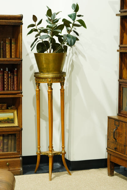 Vintage Louis XVI Style Fruitwood Jardinière Stand with Onyx Top