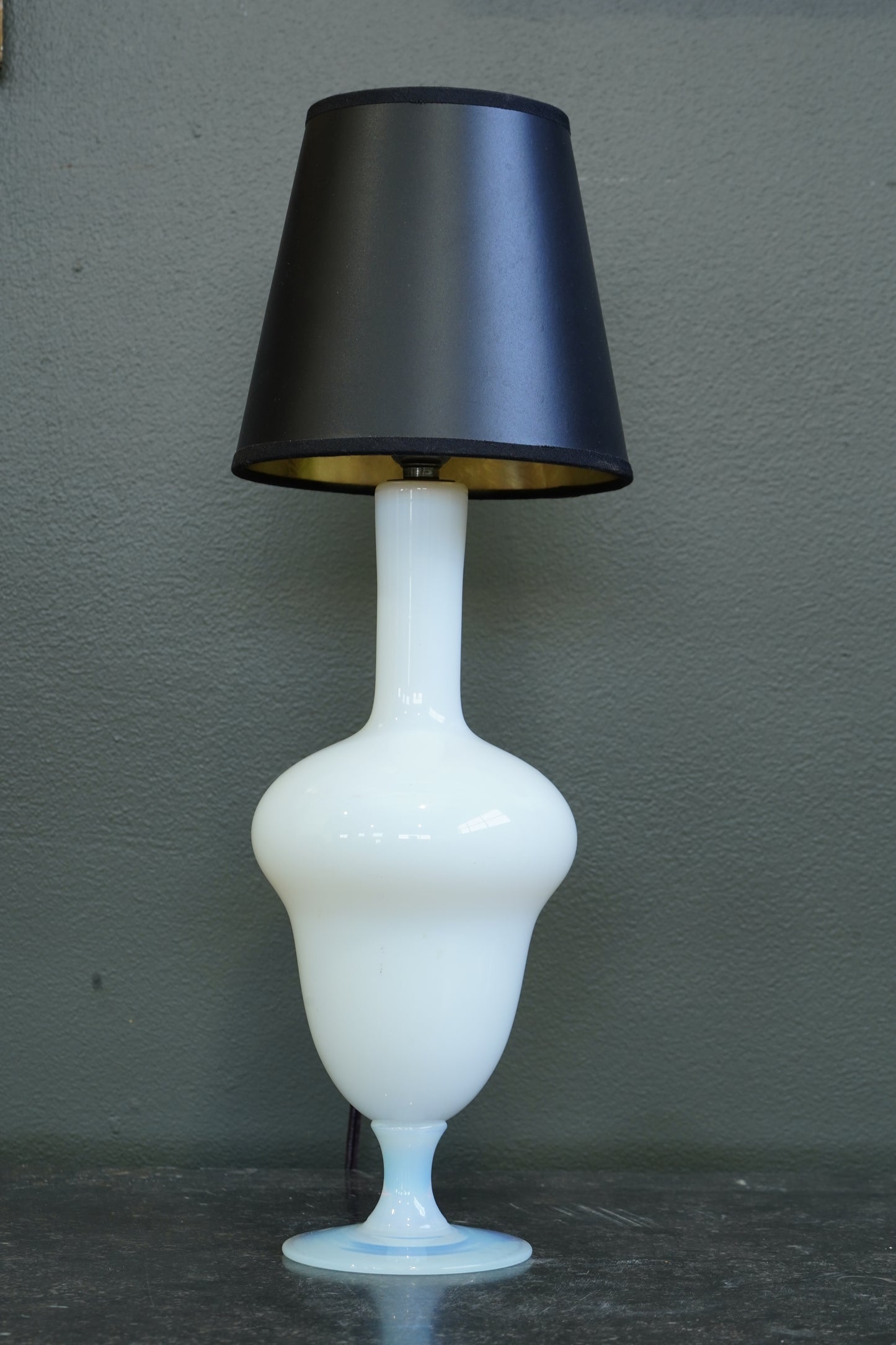 Vintage French Opaline Glass Table Lamp, Sevre France