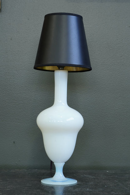 Vintage French Opaline Glass Table Lamp, Sevre France