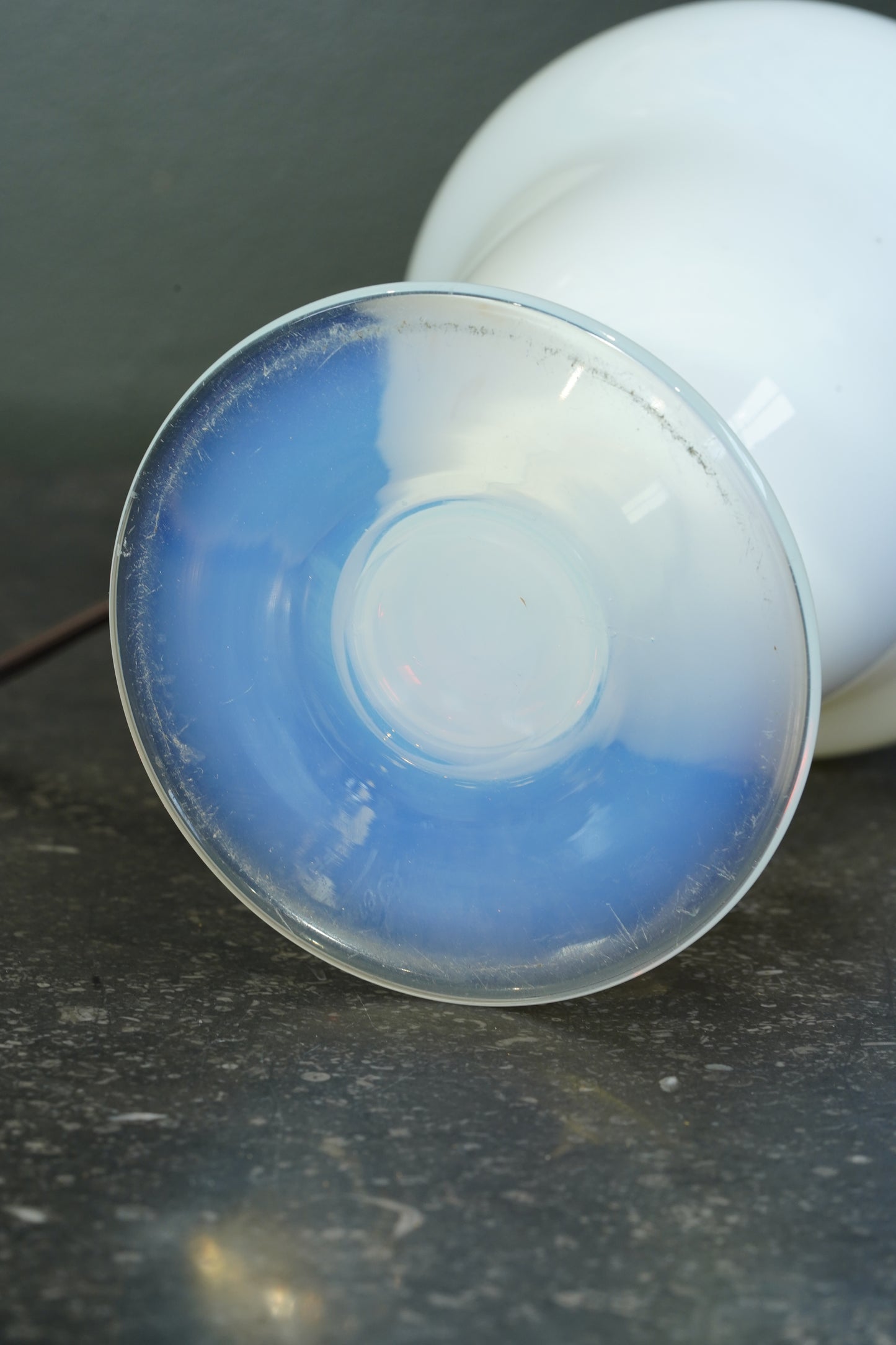 Vintage French Opaline Glass Table Lamp, Sevre France