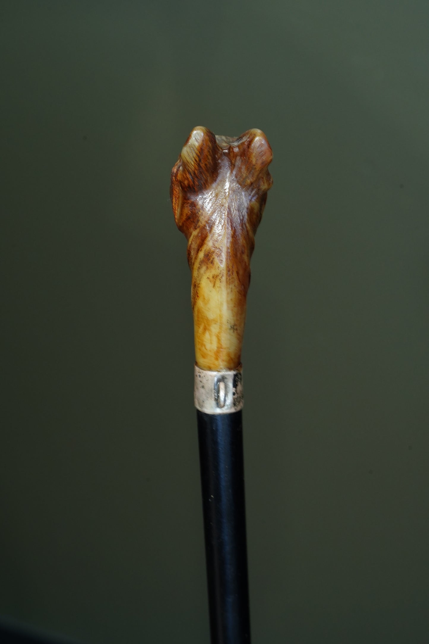 *Reserved* Victorian Carved Horn Boxer Dog Head Walking Stick