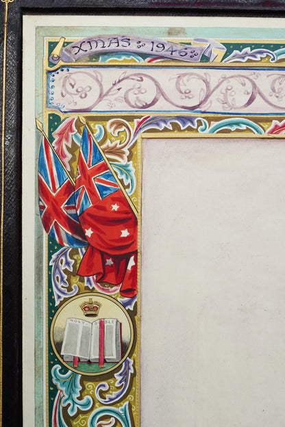 *Reserved* British Christmas 1946 Presentation Folder, Morocco Leather, Illuminated Interior