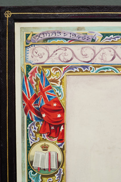 *Reserved* British Christmas 1946 Presentation Folder, Morocco Leather, Illuminated Interior