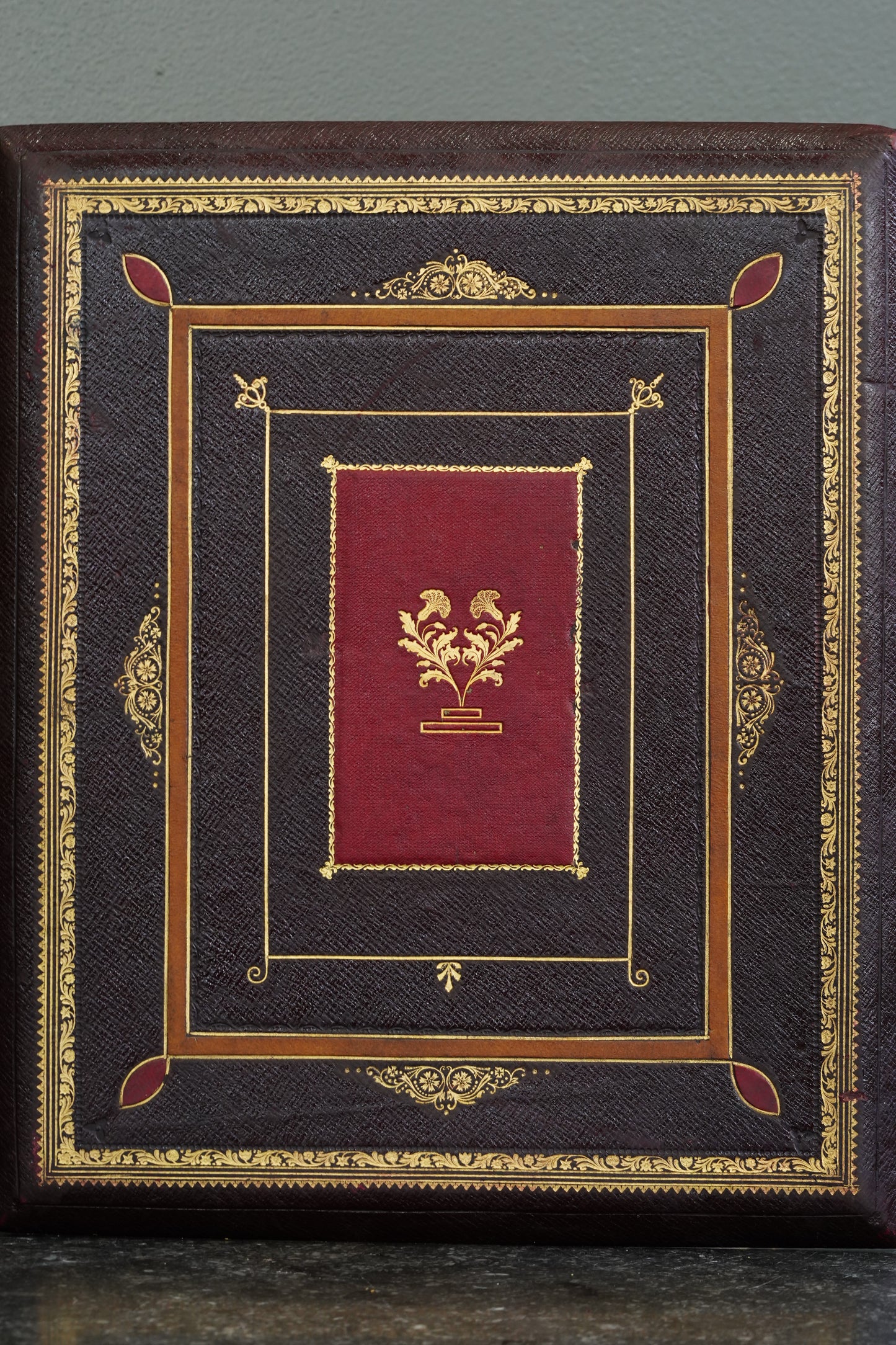 *Reserved* British Christmas 1946 Presentation Folder, Morocco Leather, Illuminated Interior