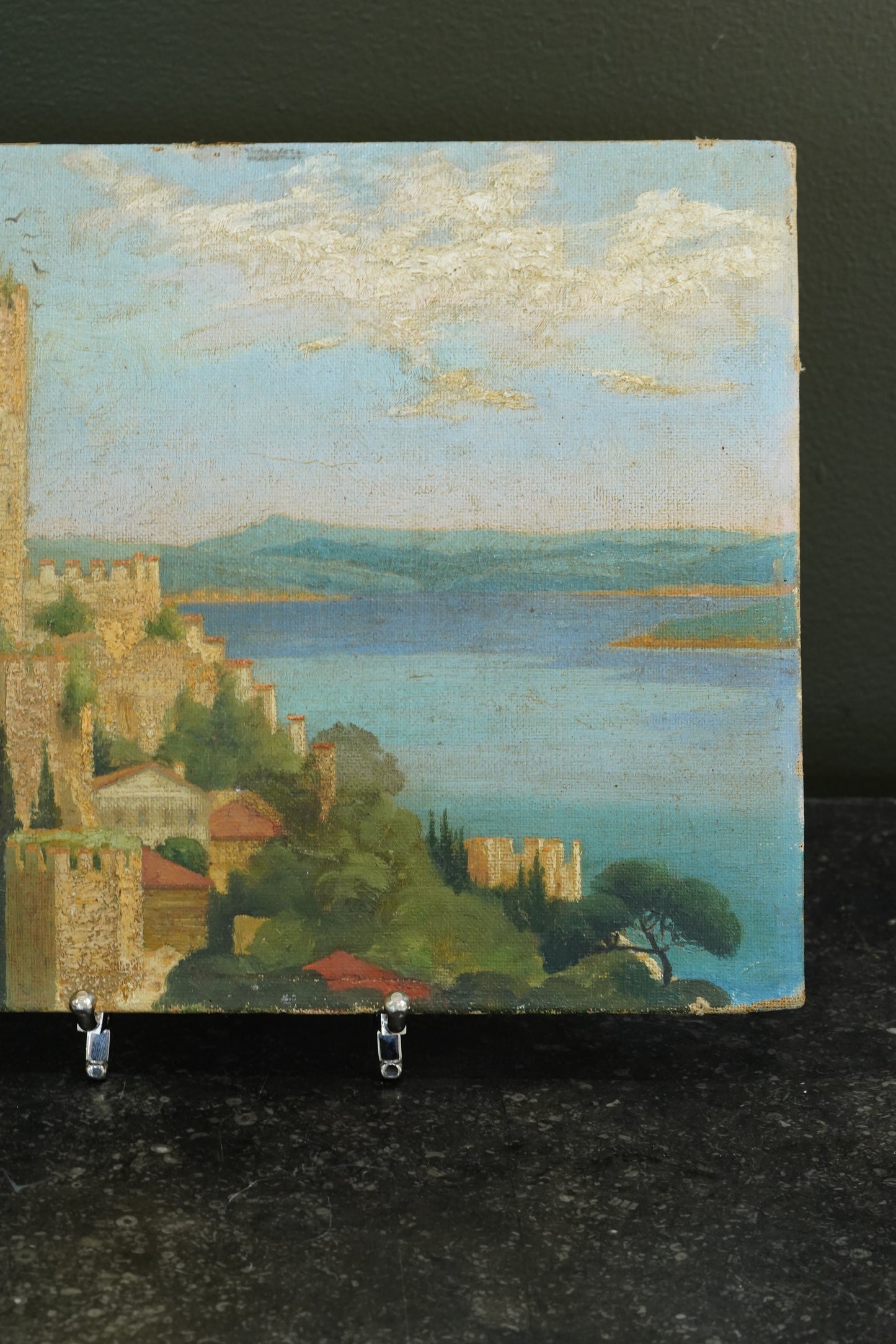 Antique Oil Painting, Rumelihisarı on the Bosphorus, Signed, British Military Provenance, 1933