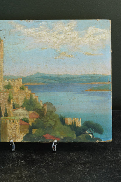 Antique Oil Painting, Rumelihisarı on the Bosphorus, Signed, British Military Provenance, 1933
