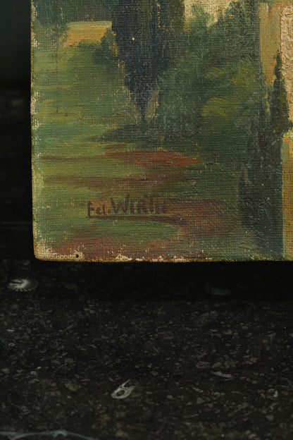 Antique Oil Painting, Rumelihisarı on the Bosphorus, Signed, British Military Provenance, 1933