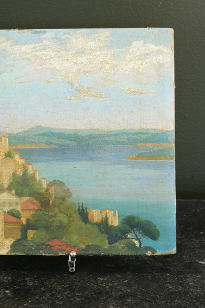 Antique Oil Painting, Rumelihisarı on the Bosphorus, Signed, British Military Provenance, 1933