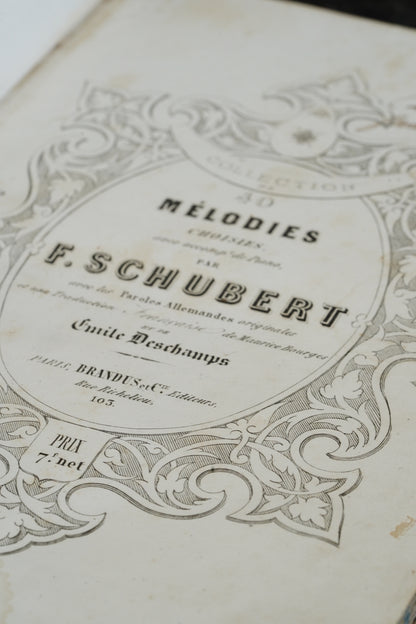 Antique Schubert 40 Melodies Leather Score Music Leather Book
