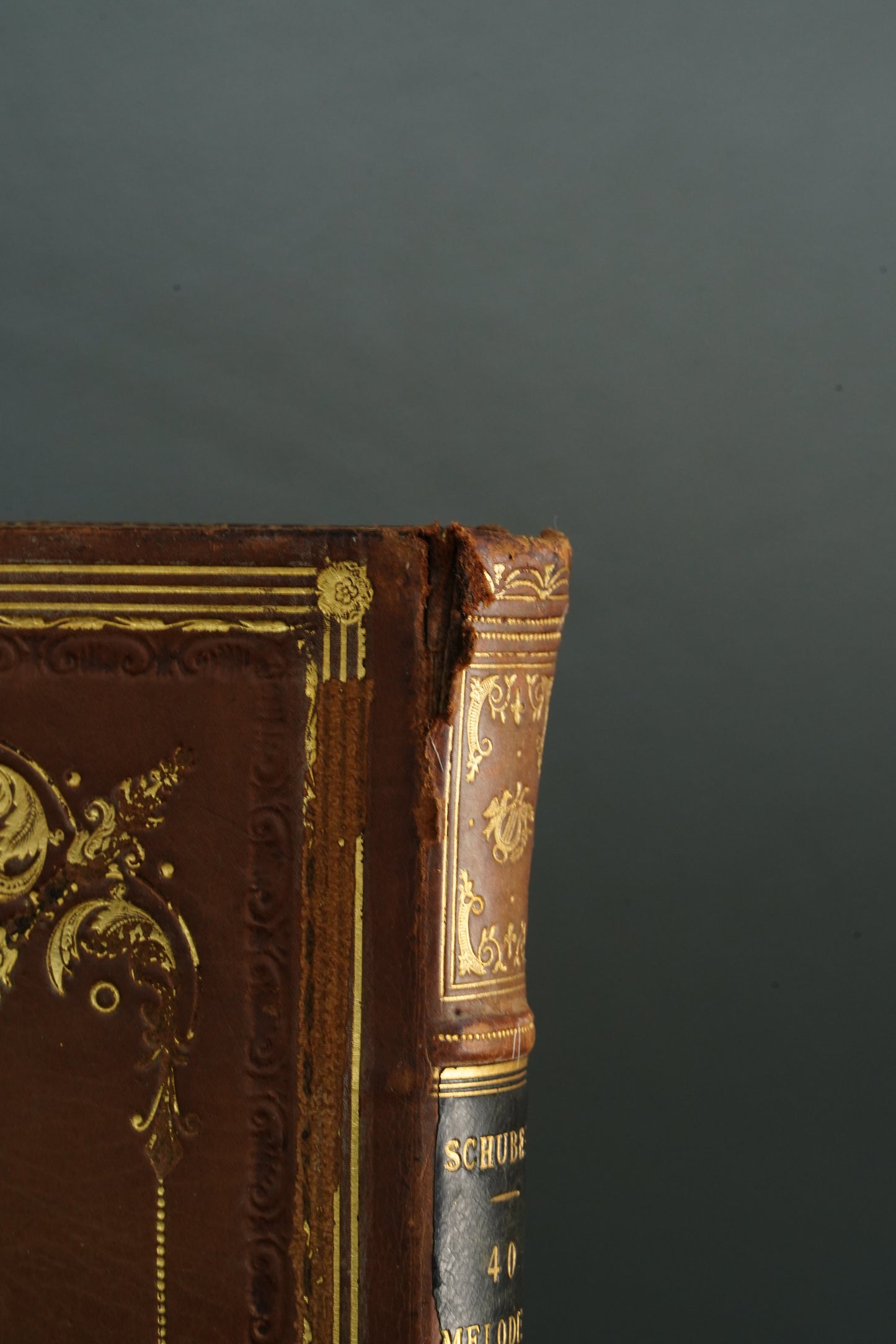 Antique Schubert 40 Melodies Leather Score Music Leather Book