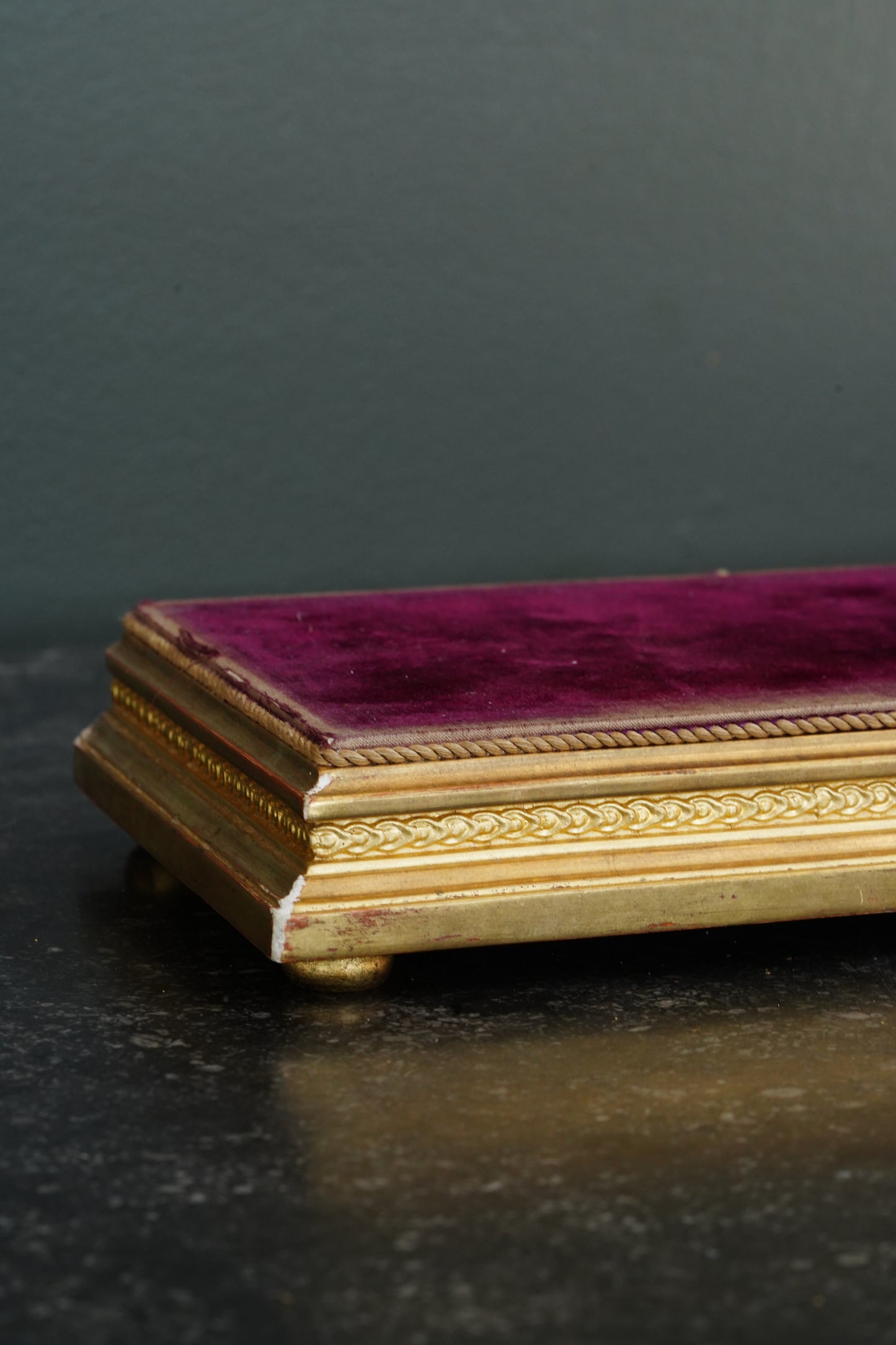 *Reserved* Victorian Gilt Gesso Display Plinth with Velvet Top